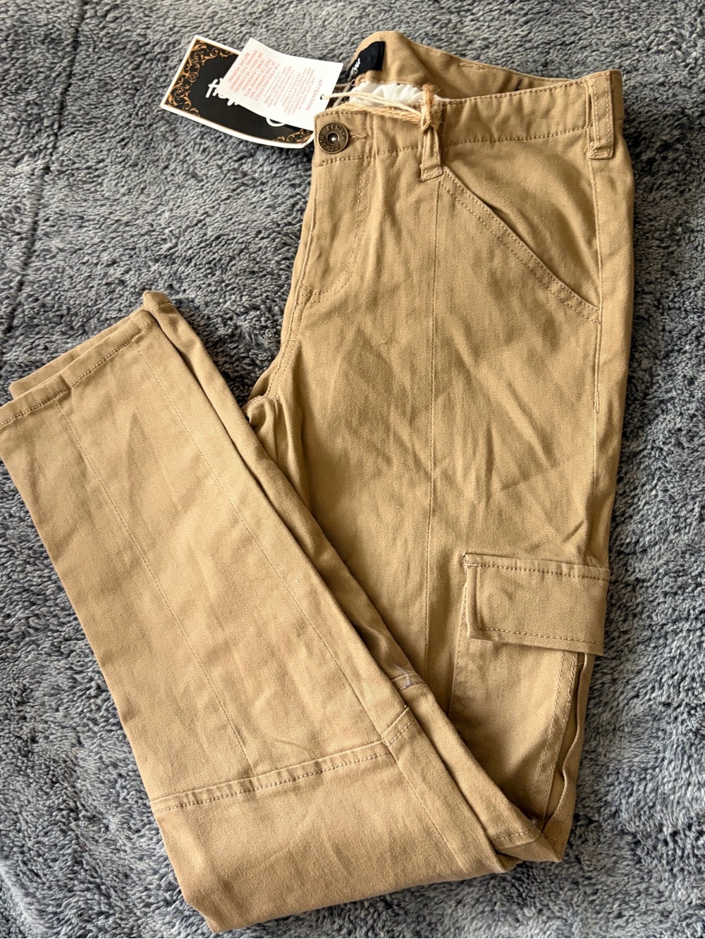 Rewash Tan Cargo Pants with Pocket Flap Detail